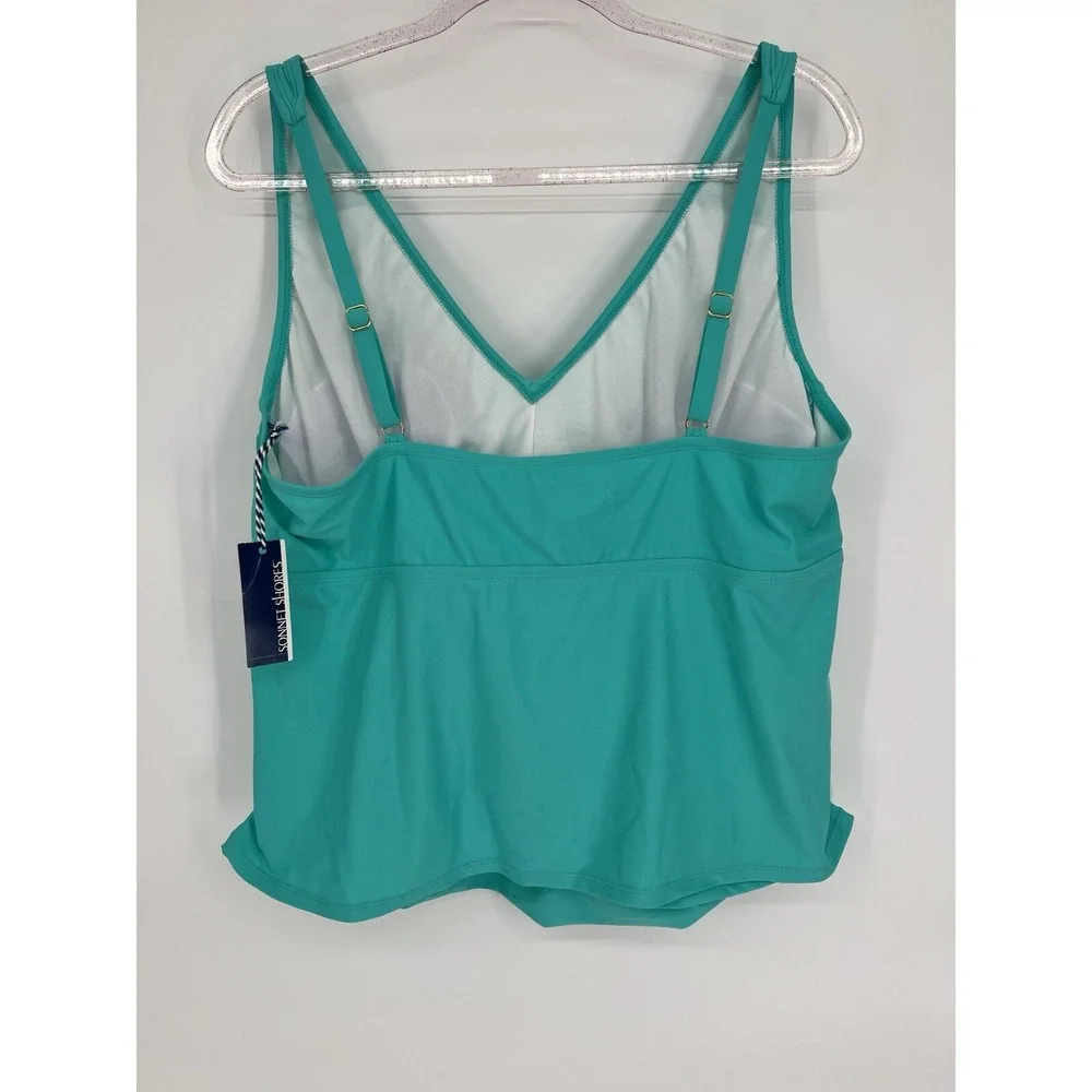 Sonnet Shores Adriatic Aqua Blue Tankini Swimsuit Top Womens Sz 24W‎ Org $54